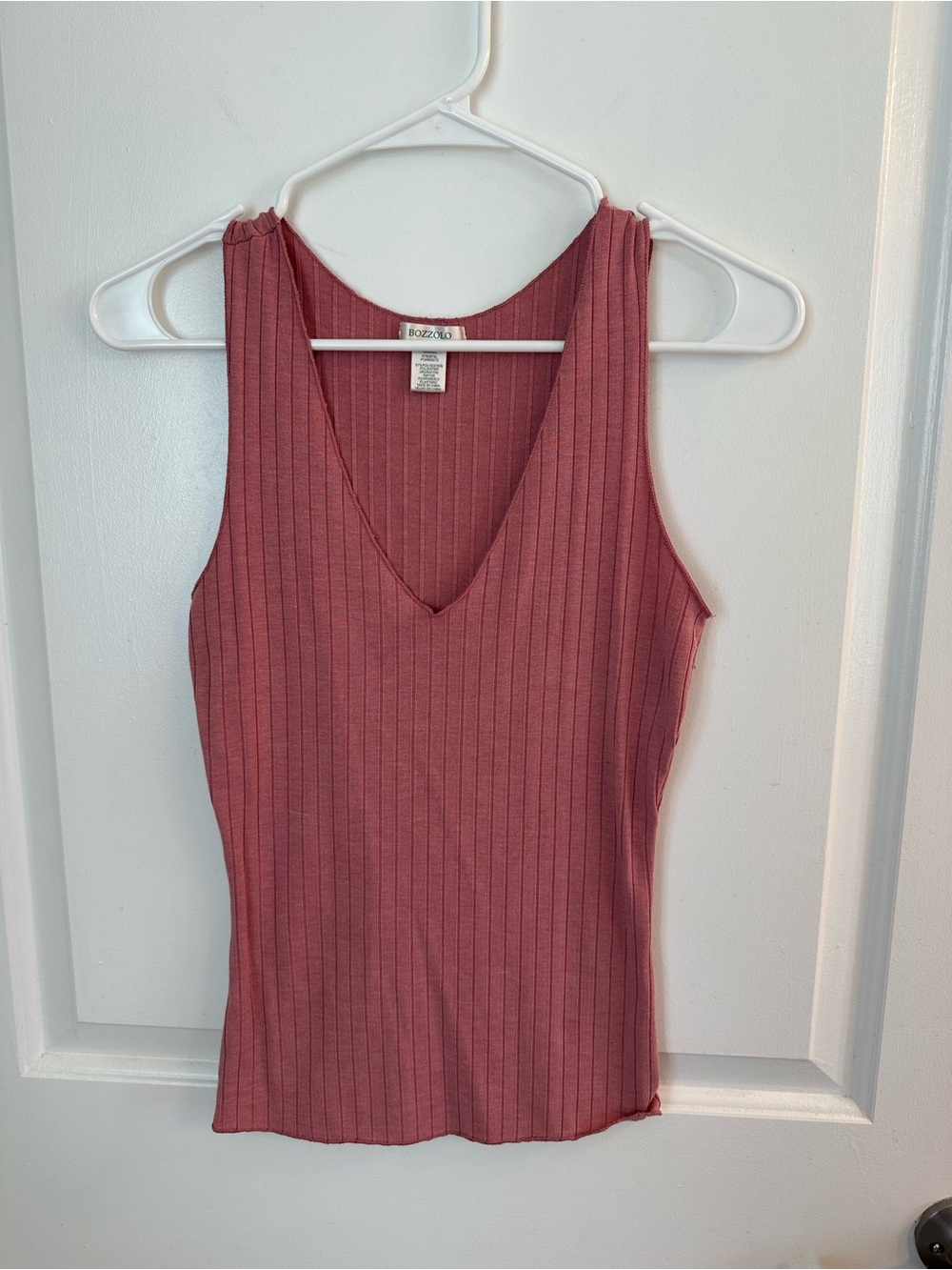 Bozzolo Ribbed V-Neck Tank Top - Mauve